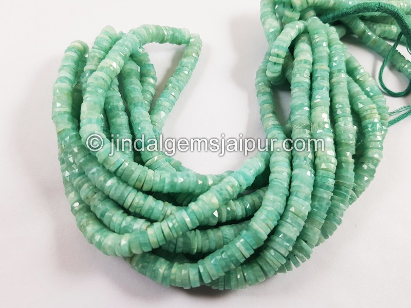 Amazonite Faceted Tyre Beads